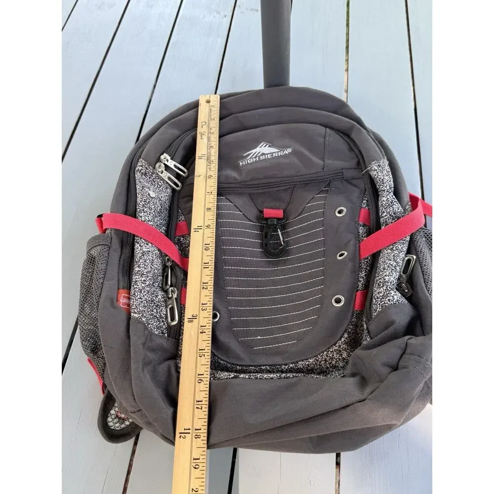HIGH SIERRA Unisex Tactic Backpack 17” Laptop Pocket Gray Red Outdoor Travel Bag